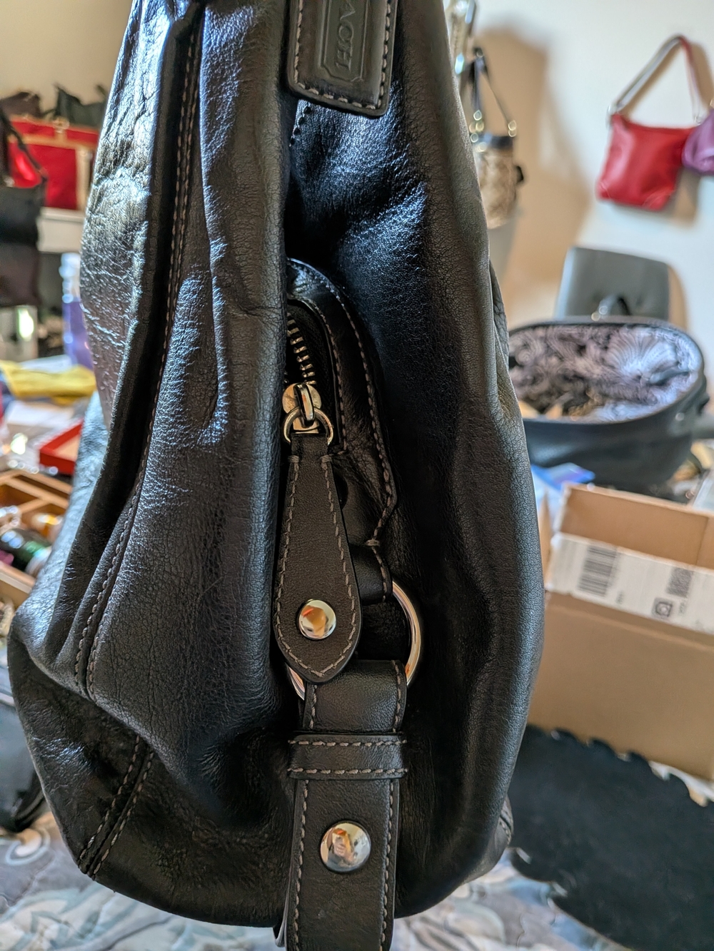 Coach Madison Sabrina Satchel - Metallic Silver Leather - Picture 8 of 15